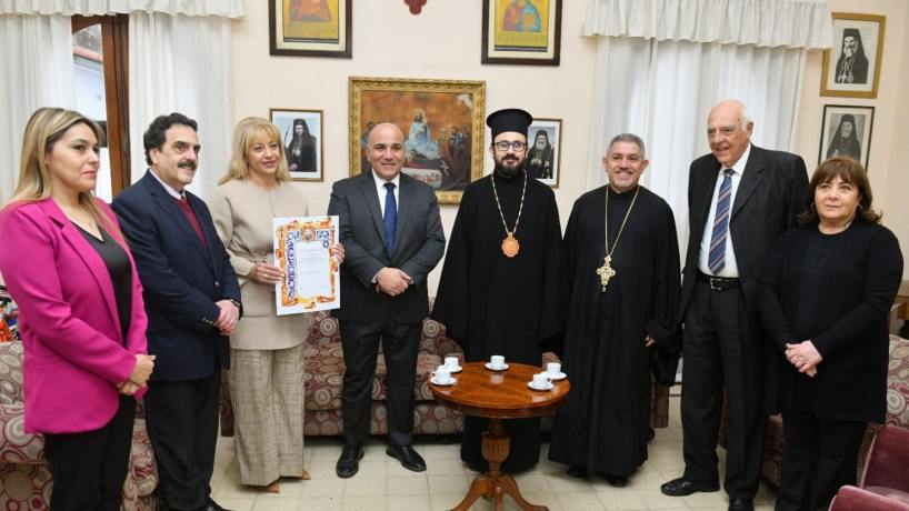 Manzur se reunió con el Arzobispo de la Iglesia Ortodoxa, Monseñor El Khoury