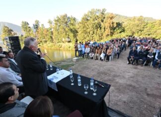 Jaldo encabezó el acto por la reparación de la Represa Lateral N° 3 de El Cadillal